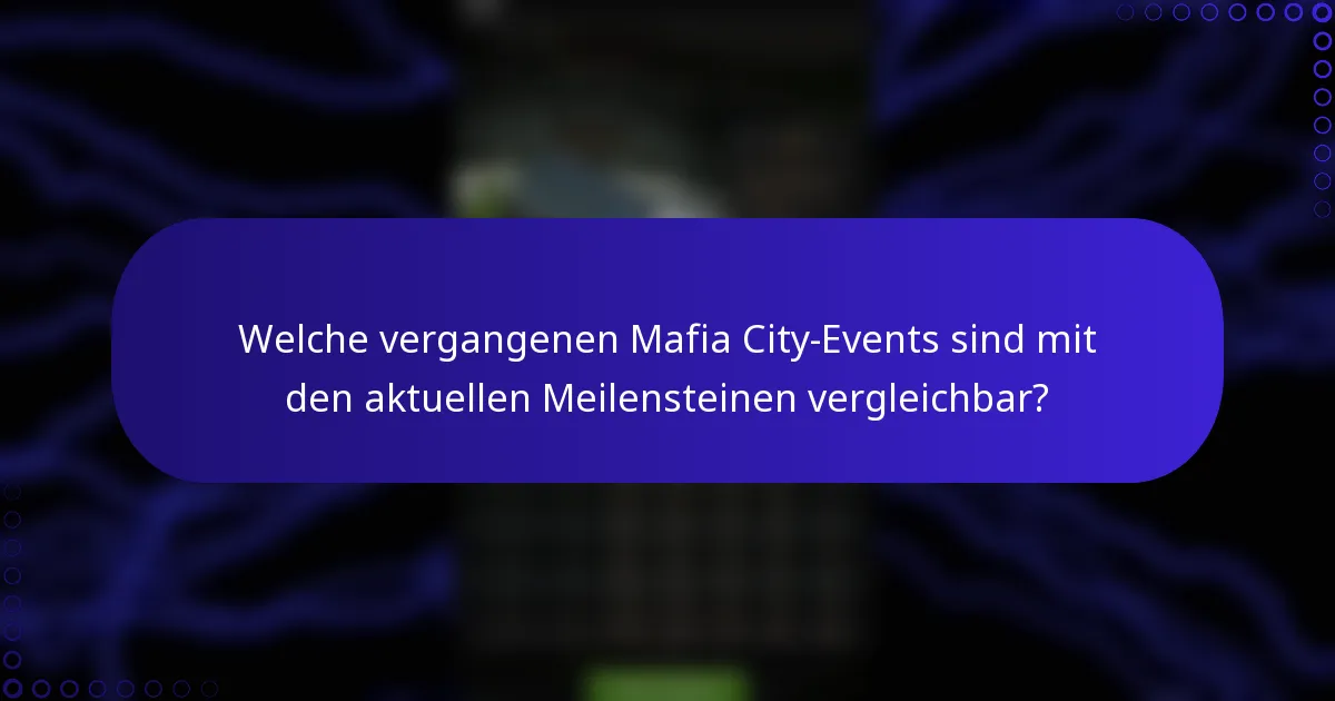 Welche vergangenen Mafia City-Events sind mit den aktuellen Meilensteinen vergleichbar?